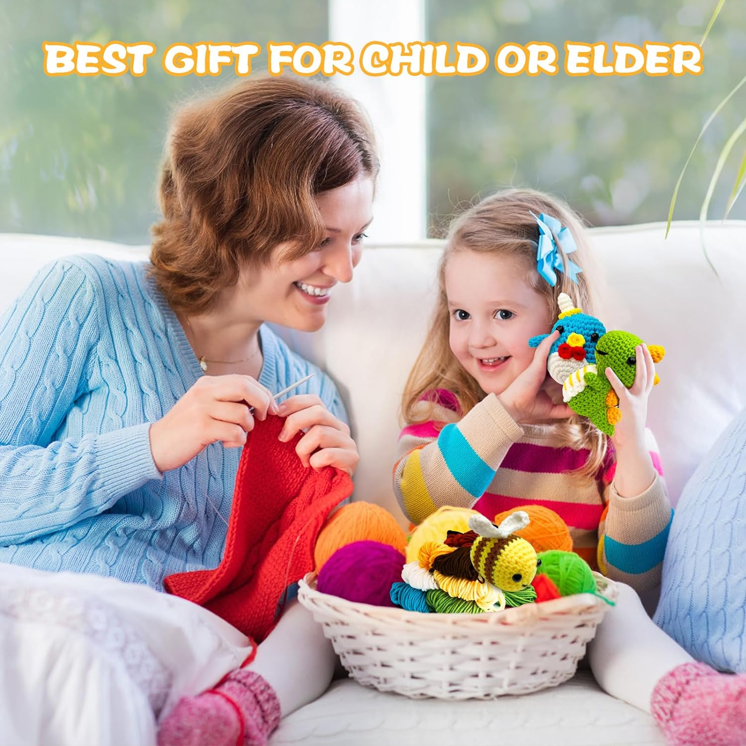 Crochet Kit for Beginners, Amigurumi Crocheting Animals Kits with Step-By-Step Video Tutorials- Penguin, Dinosaur or Bee, Knitting Starter Pack for Adults and Kids image number 6