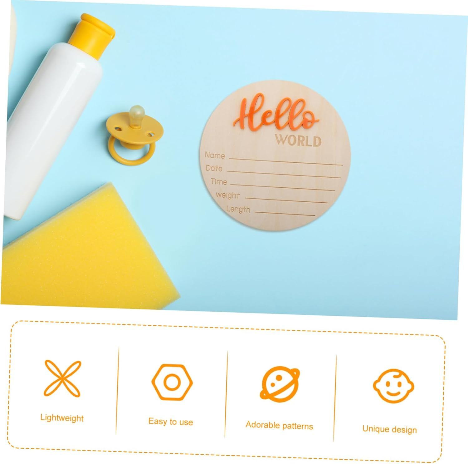 Wooden Birth Sign Card Newborn Announcement Wooden Discs for Nursery Photo Prop Welcome Newborn Born image number 4