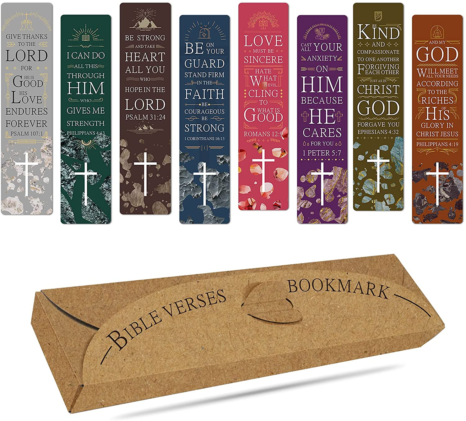 ANZON MORIES 48 Pieces Christian Scripture Bookmarks with Bible Verse Quotes & Storage Box, Inspirational Book Mark Religious Marker Christian Art Gift Bookmark for Reading Lover, Men, Women, Kids image number 3