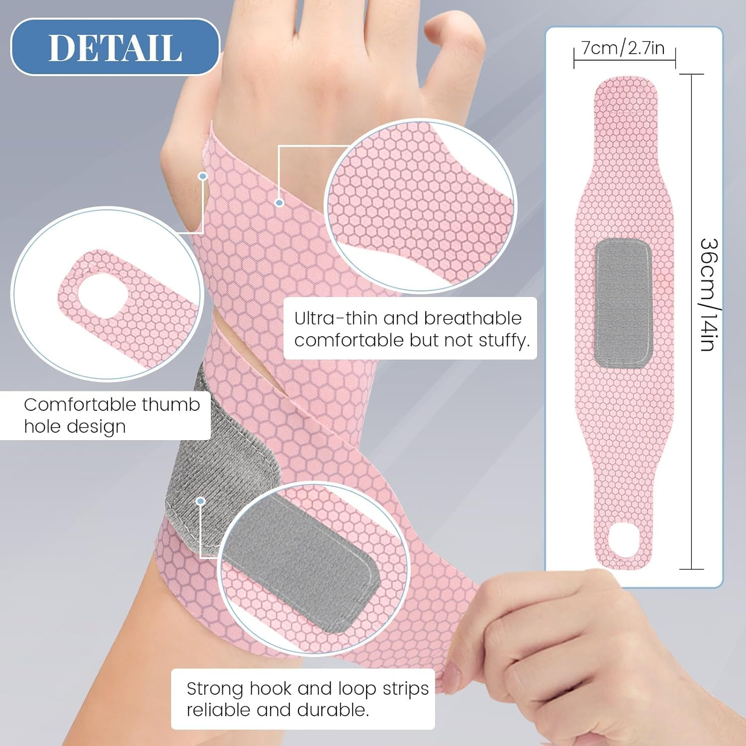 Ultra-Thin Wrist Brace and Compression Wraps, 2Pcs Ultra Thin Wrist Support Brace,Carpal Tunnel Wrist Braces,Adjustable Carpal Tunnel Support Sleeves,Wrist Brace Support for Carpal Tunnel,Pink