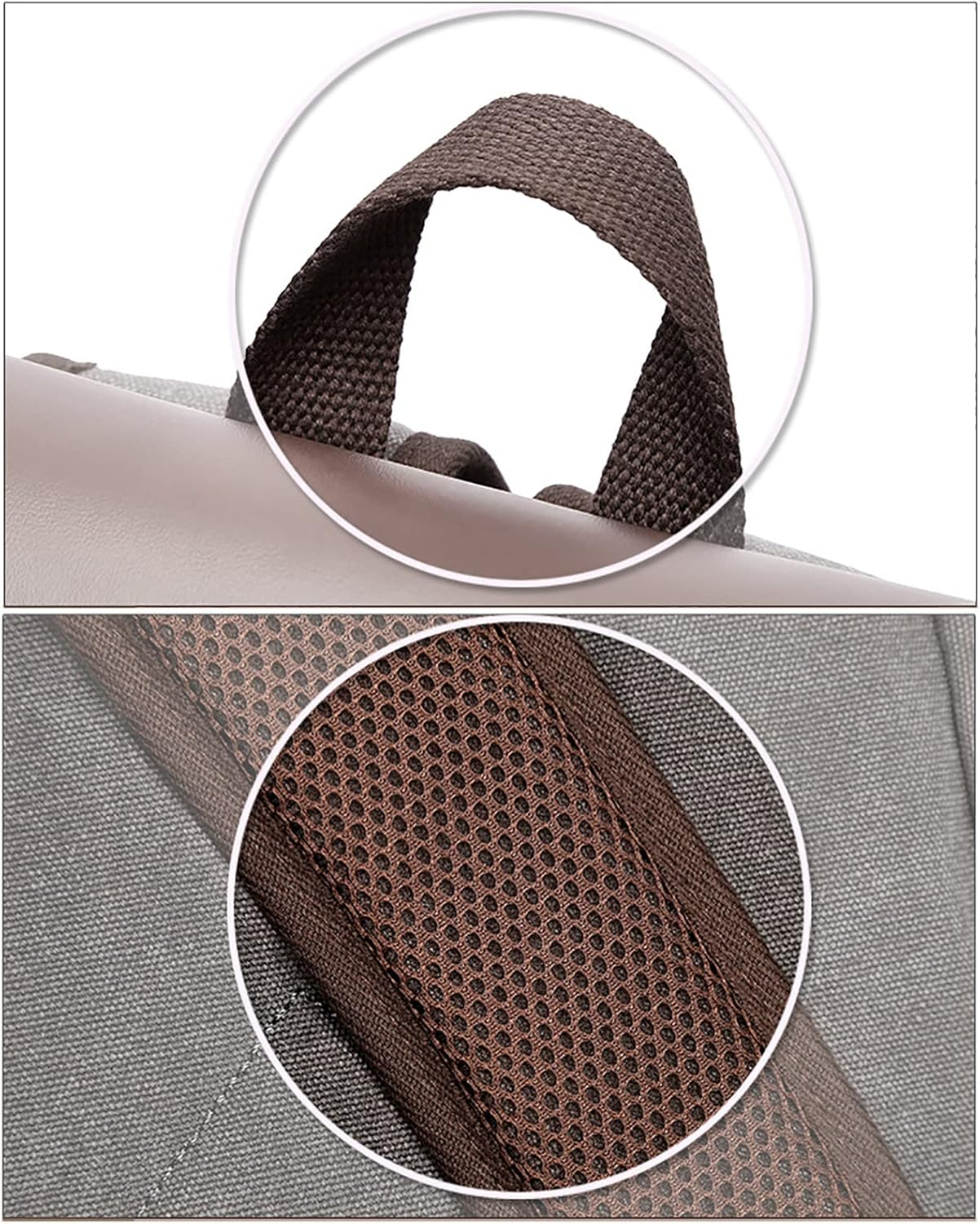 Leather Laptop Backpack, Casual Canvas Campus School Rucksack with 15.6 Inch Laptop Compartment Brown image number 6