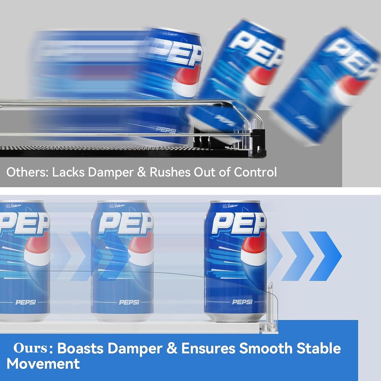 Soda Can Drink Organizer for Refrigerator, Drink Dispenser for Fridge Holds up to 25 Cans, 5 Row image number 2