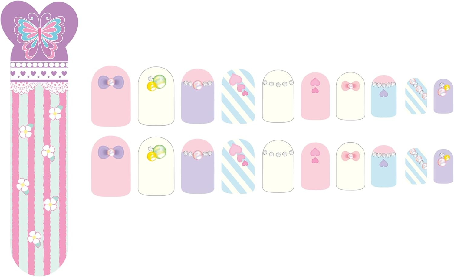 Ikeda Kogyo 00000880 Girly Nail Sticker (Pastel) [Nail Sticker/For Kids]