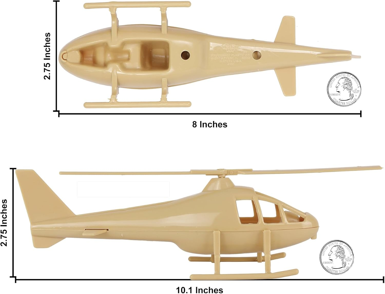 Timmee Air Support Helicopters - 2Pc Tan Plastic Army Men Choppers US Made image number 1