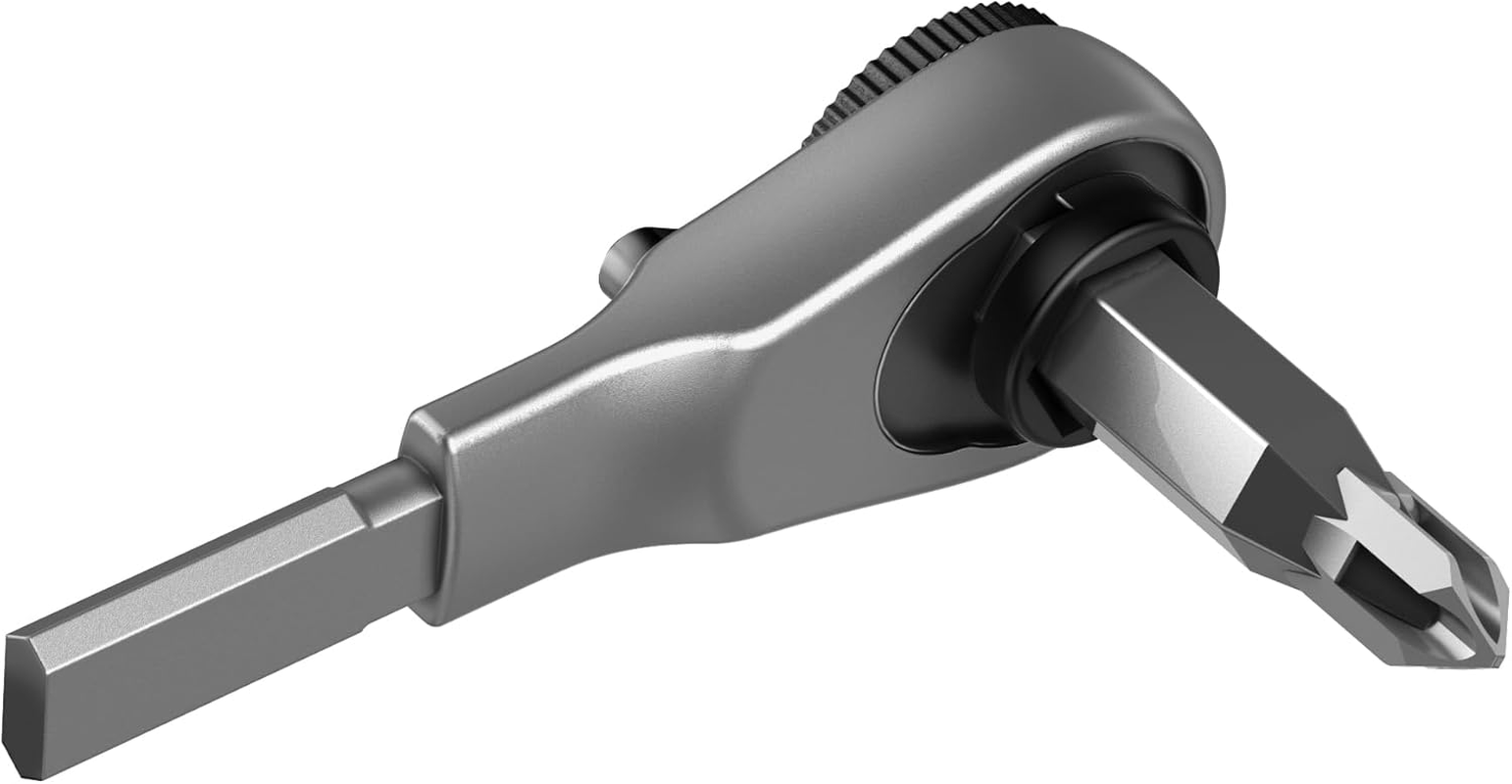 GALVANOX Flat-End Ratchet Driver Designed for Leatherman Models - Compatible with Multi-Tool Flat Bit Kits and Standard 1/4" Hex Bits (Brushed Steel) image number 3