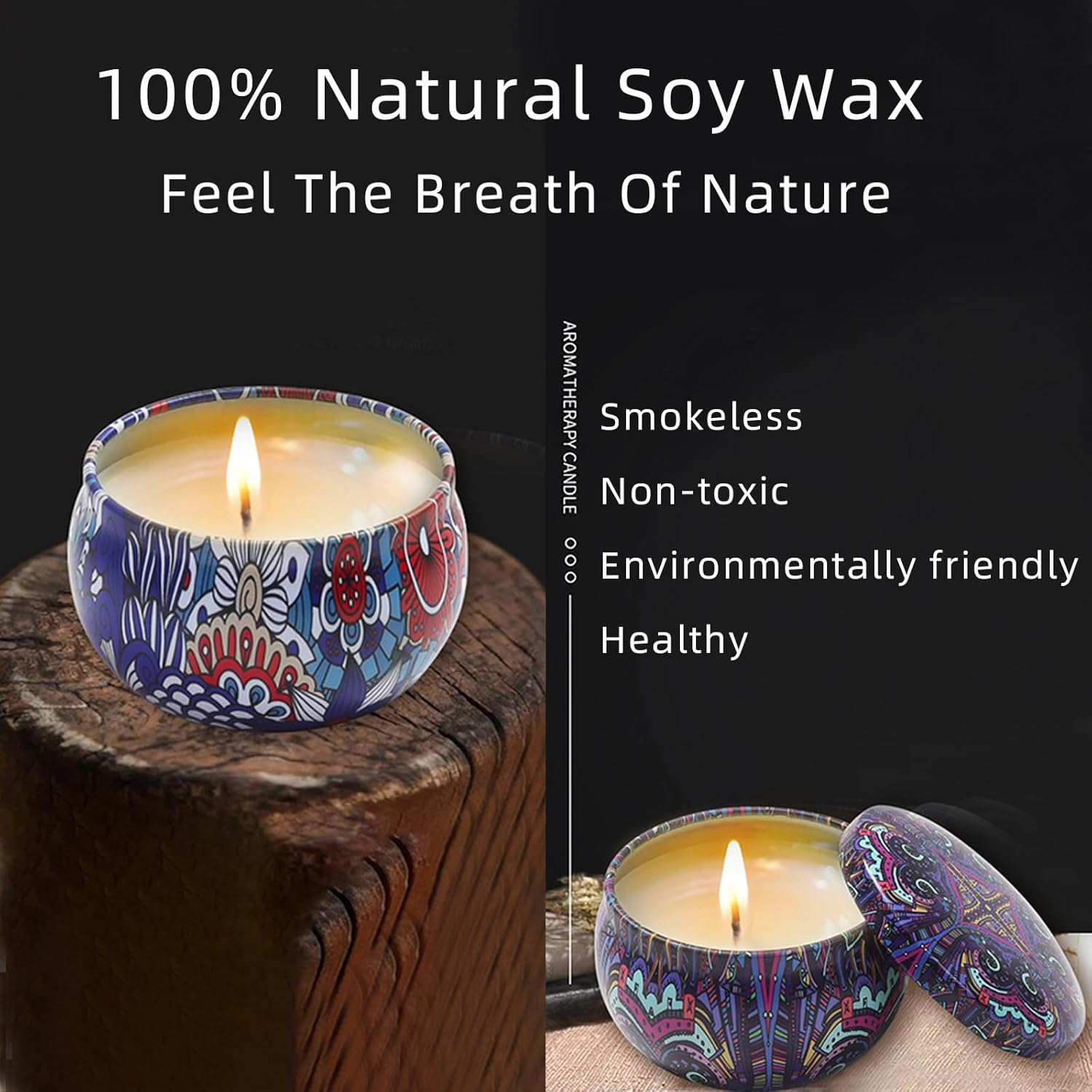 EZKOXAH Scented Candles Gift Box Set 85G X 6, Pure Natural Soy Wax, Portable Travel Tin Jar Aromatherapy for Her Christmas, Valentine'S, Mother'S Day, Mom Birthday, Women (Pack of 6) image number 6