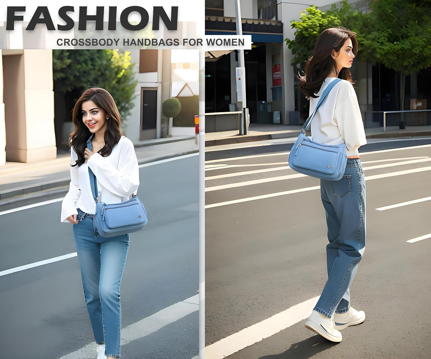 Casual Crossbody Bag with anti Theft Pocket - Women Lightweight Water-Resistant Purse Bag - Beige image number 6