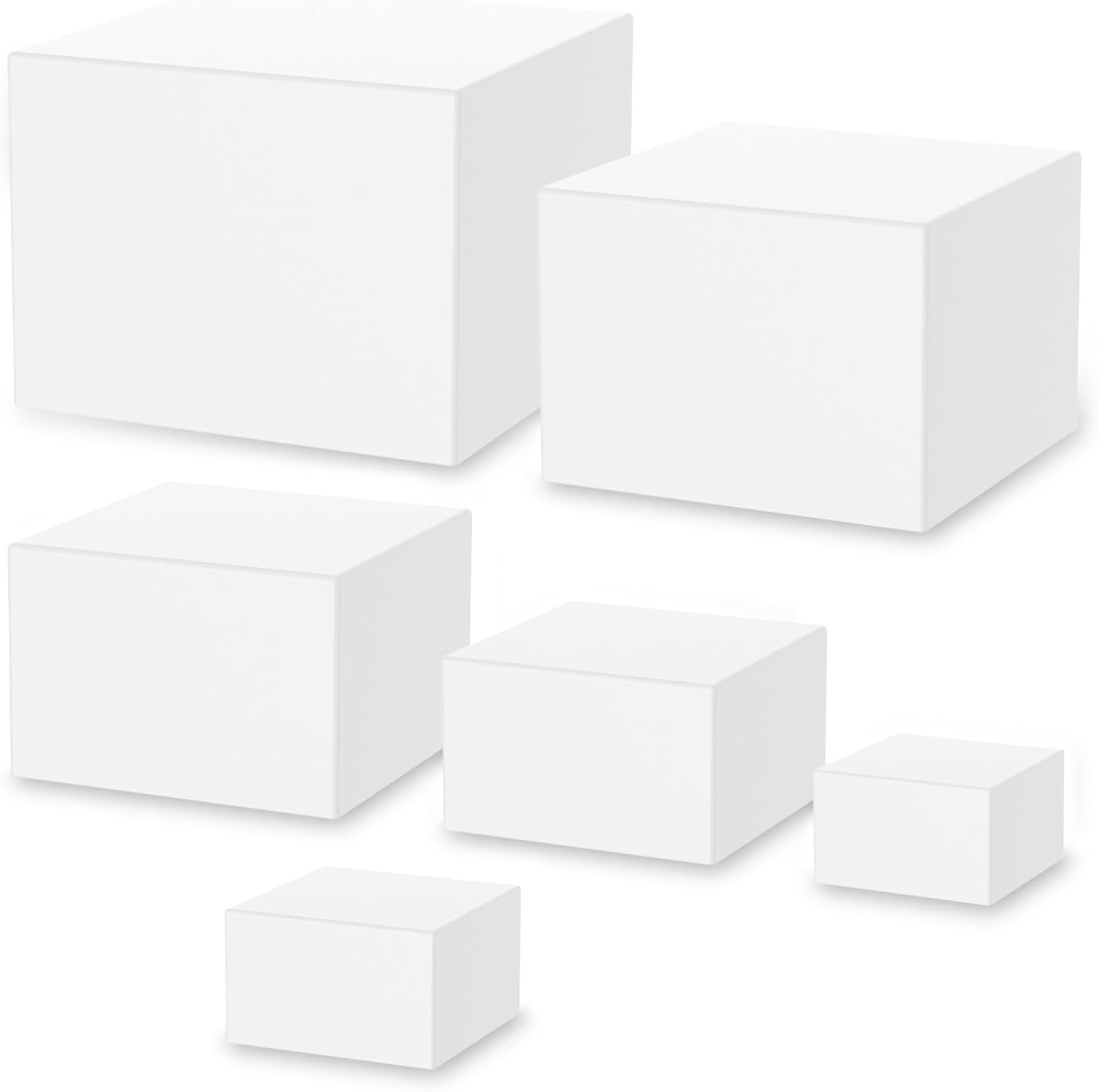 6 Pcs Acrylic Display Riser with Hollow Bottom 6 Different Sizes Box Buffet Risers Stackable Buffet Stands Reusable Food Stands Multifunctional Food Display Risers for Party Buffets Table(White)