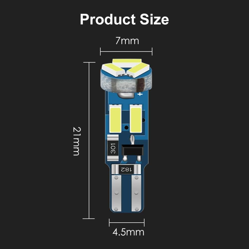 10X T5 LED Bulbs Wedge 74 70 37 17 2721 PC74 PC37 LED Lamps for Car Interior Gauge Cluster Dashboard Instrument Panel Indicators (Ice Blue) image number 6