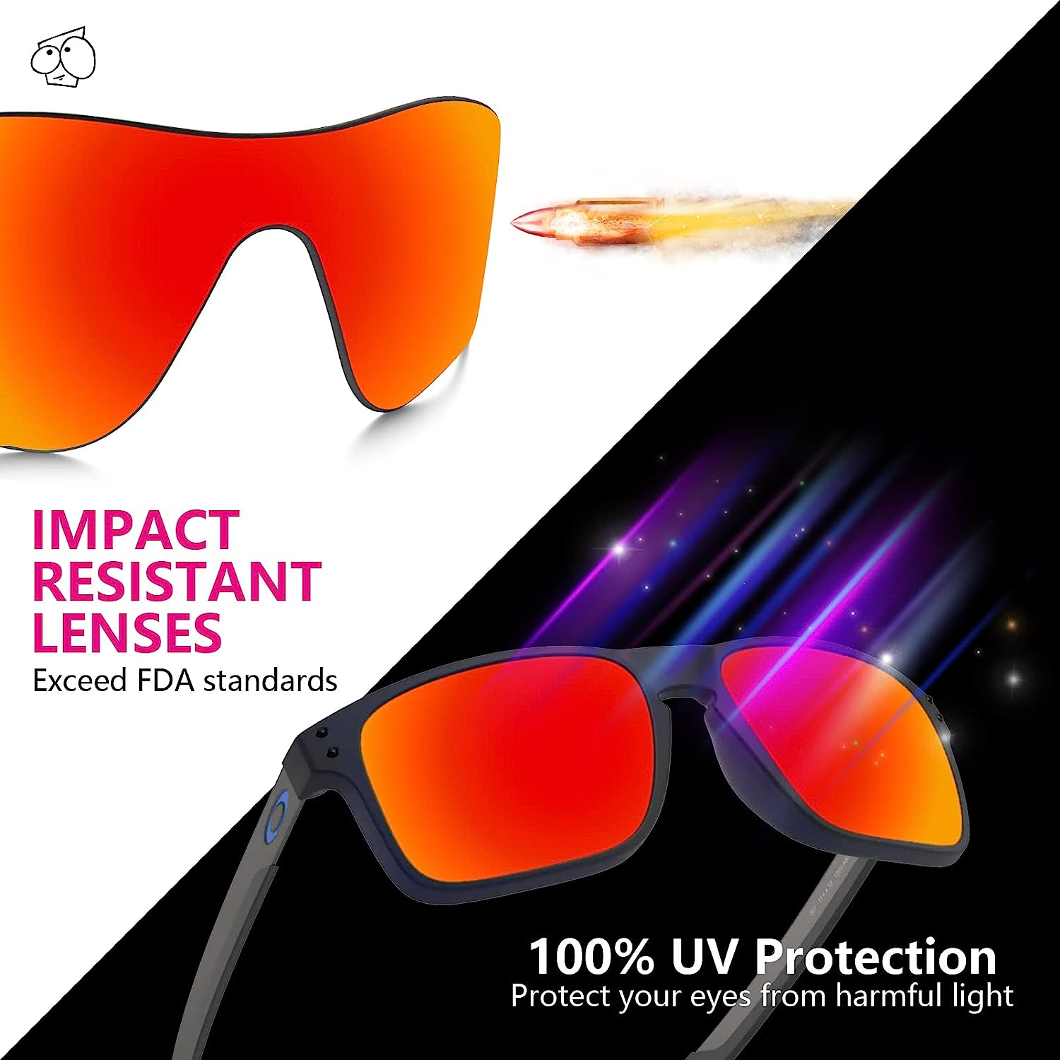 Ezreplace Lenses Replacement for Oakley Fast Jacket XL OO9156 Sunglasses (Polarized Lenses) image number 2