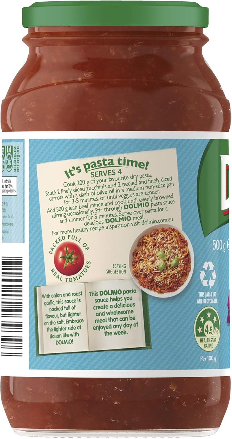 Dolmio Extra Tomato, Onion and Roast Garlic Salt Reduced Pasta Sauce 500 G (Pack of 6) image number 2