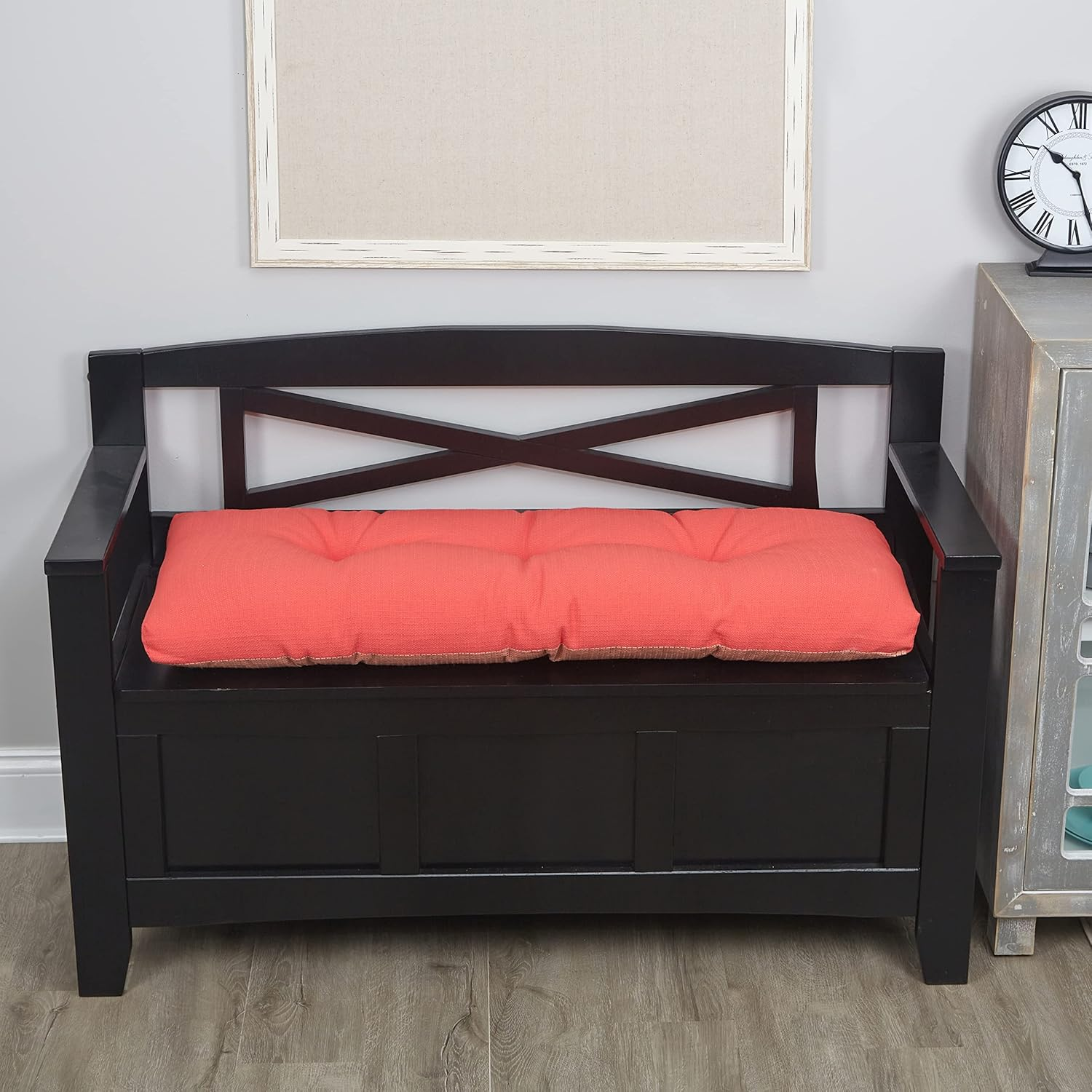 Klear Vu the Gripper Omega Non-Slip Tufted Bench Cushion for Indoor Furniture, Entryway Storage, Bay Window, Corner Nook or Piano Seat, 35 Inches, 04 Gray