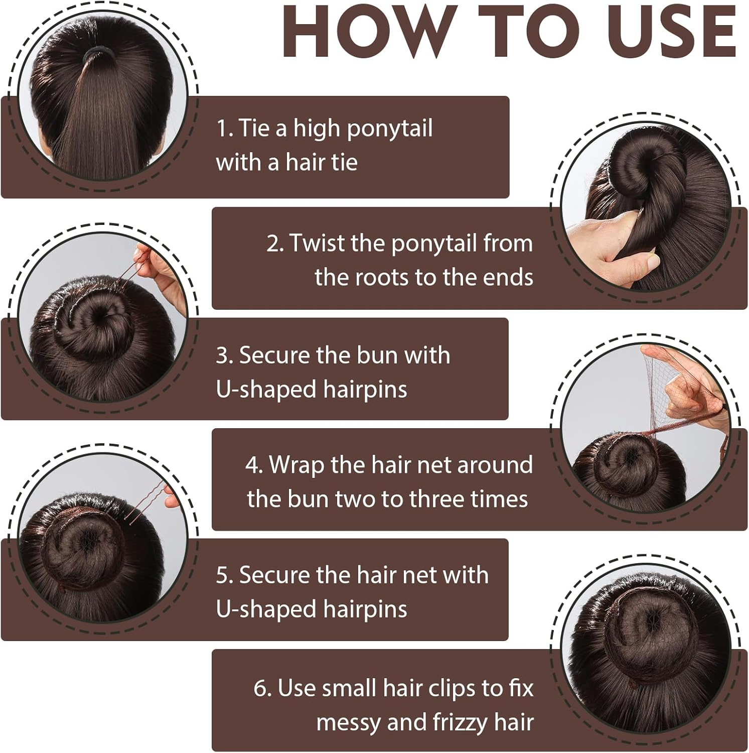 328 Piece Hair Pins Small Bobby Pins Set - 104 U-Shaped Hair Pins, 104 Bobby Pins, 100 Rubber Bands, 15 Hair Net Bun, 5 Scrunchies, Hairstyle Accessories for Girls with Storage Box (Coffee Brown) image number 2