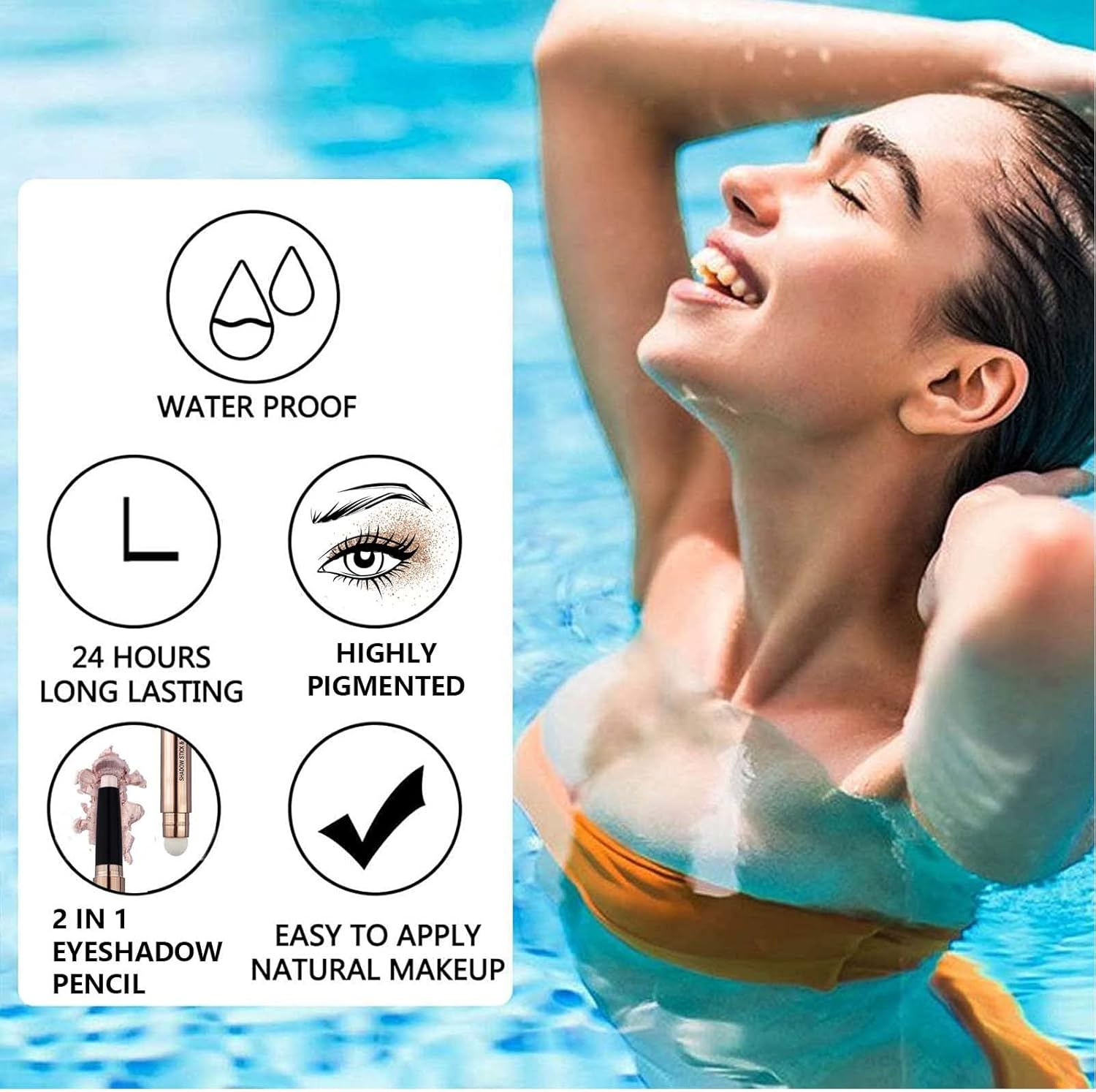 Brown Eyeshadow Stick Eyeliner Pencil for Eye Makeup Cream Shimmer Smooth Glitter Dark Light Matte Single Crayon Primer Palette Hypoallergenic Natural Waterproof Long Lasting Eyeshadow 07