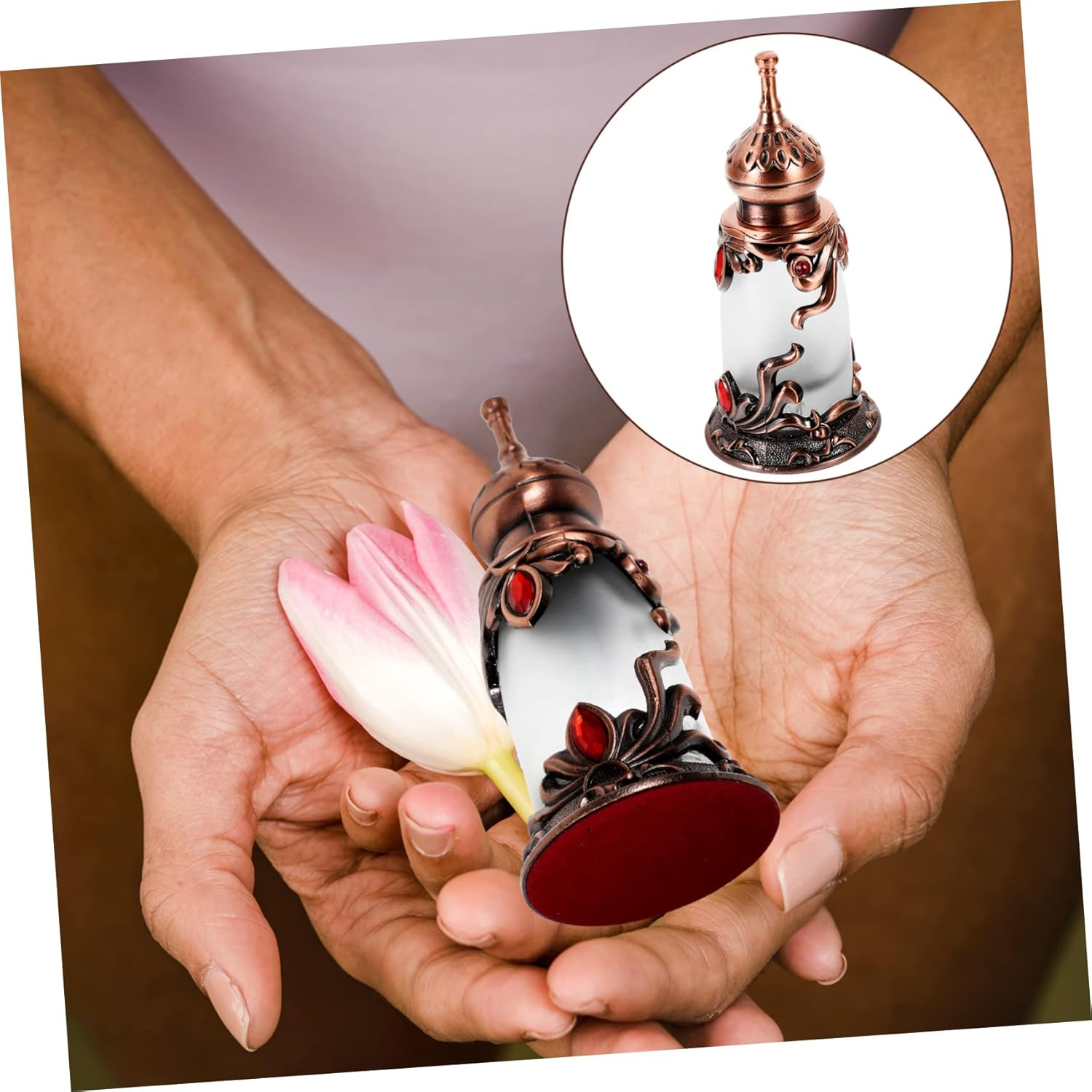 Beavorty 2Pcs Perfume Bottle Essential Oil Bottle Metal Trim Metal Decor Portable Perfume Bottle Vintage Perfume Bottles Retro Decor Vintage Decor Container Alloy Old Fashioned image number 6