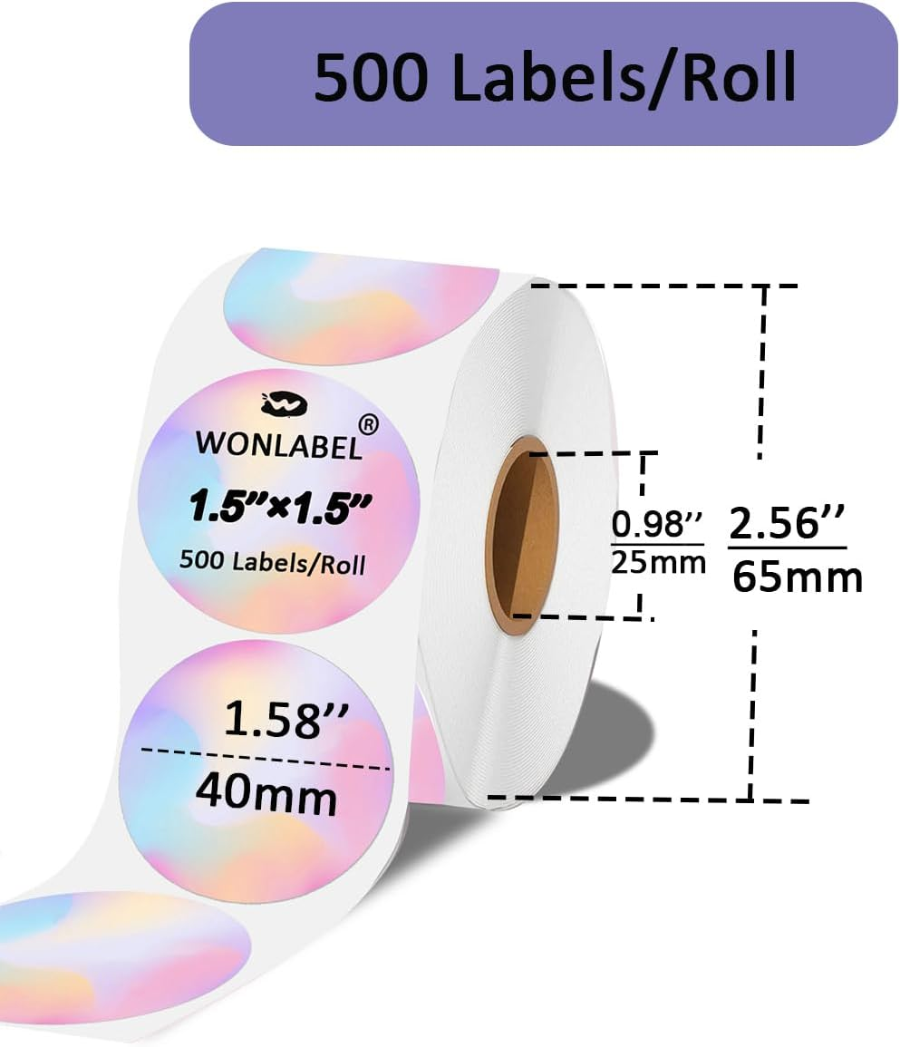1.5 X 1.5 round Thermal Labels, 1.5 Inch round Thermal Sticker Labels for Business and Home, Circle Thermal Printer Labels for DIY Logo Design, Thanks Card, 500 PCS, 1 Roll image number 6