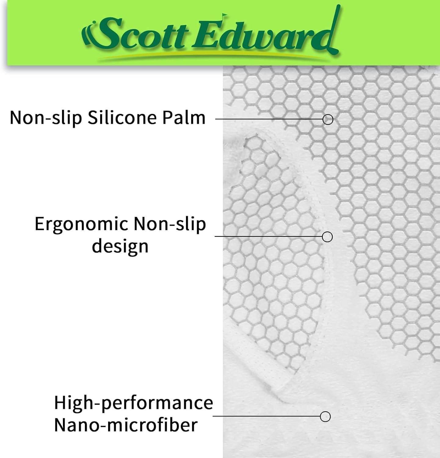 Scott Edward Mens Golf Glove, No-Slip, Breathable, Soft, Washable, Worn on Left Hand, Dark Blue Palm image number 4