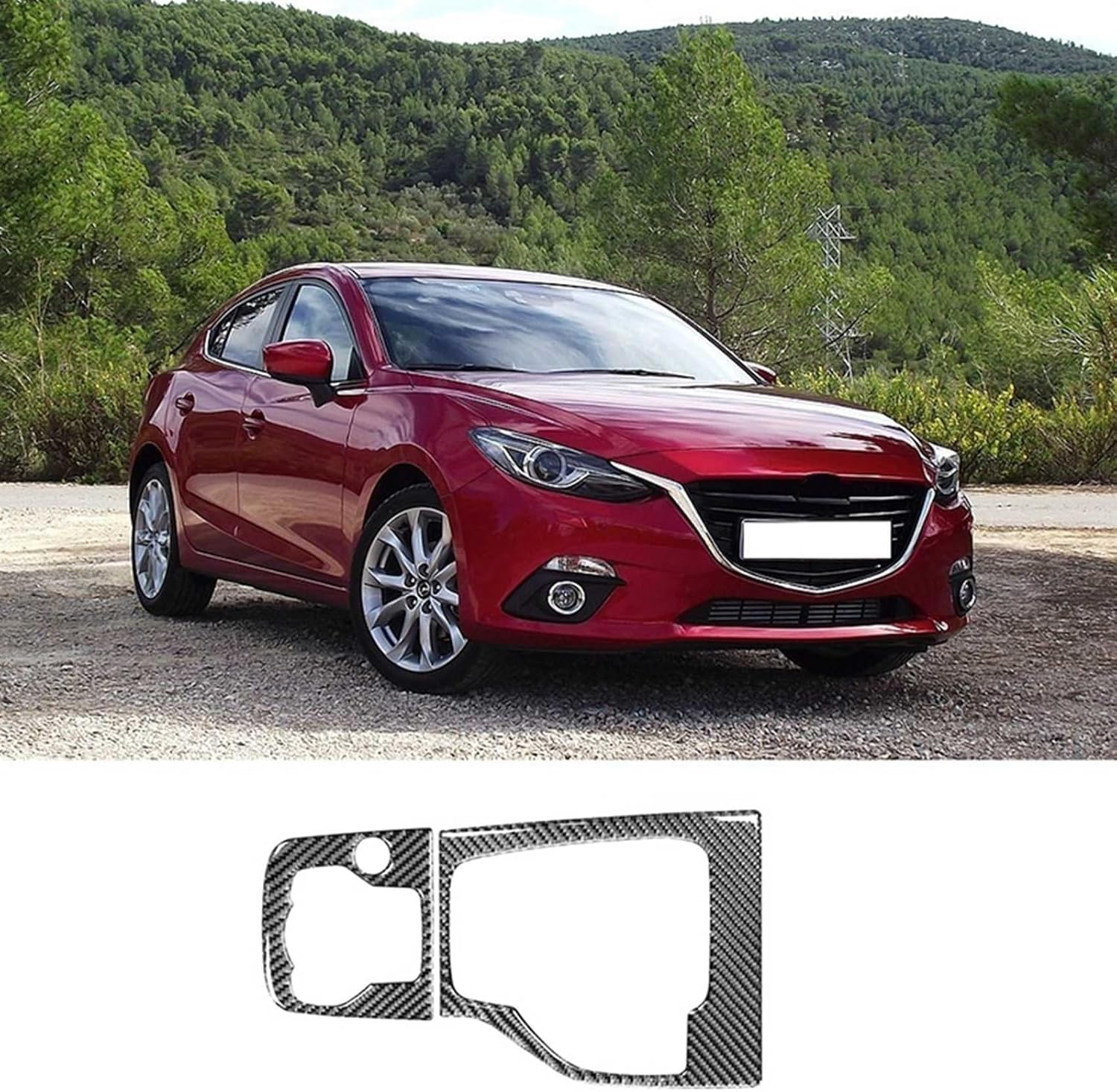 XIRONT Carbon Fiber Car Gear Head Shift Knob Panel Cover Trim Sticker, for Mazda, for 3 Axela 2014 2015 2016 2017 Accessories (RHD) Gear Shift Trim image number 1