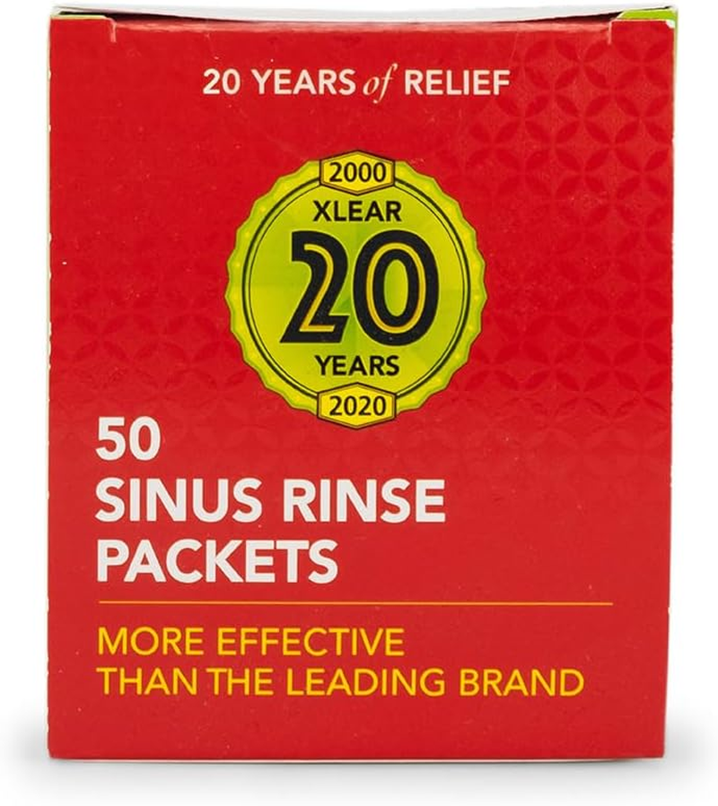 Xlear Natural Neti Pot Sinus Rinse Refill Packets, Sinus Relief Saline Nasal Rinse with Xylitol (50 Packets)