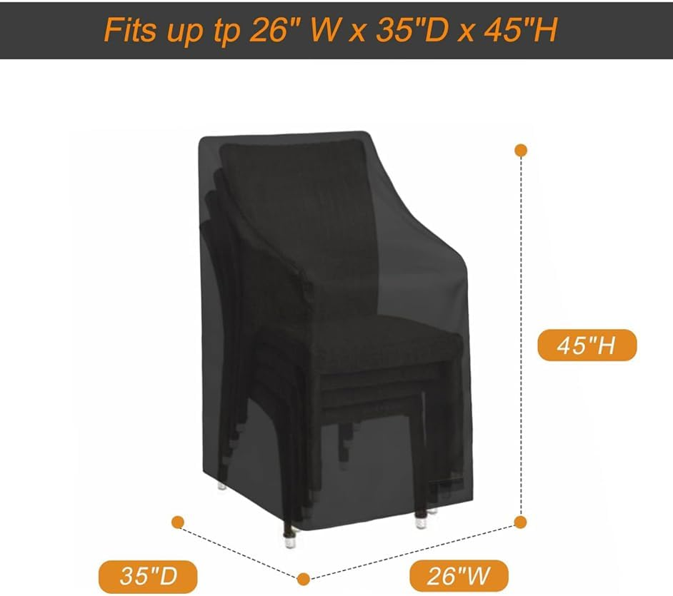 Garden Chair Covers, Patio Stacking Chair Cover,Waterproof Oxford Fabric Furniture Protector Cover with Storage Bag for Outdoor Patio Garden (65X65X120X80Cm) (2PCS) image number 1