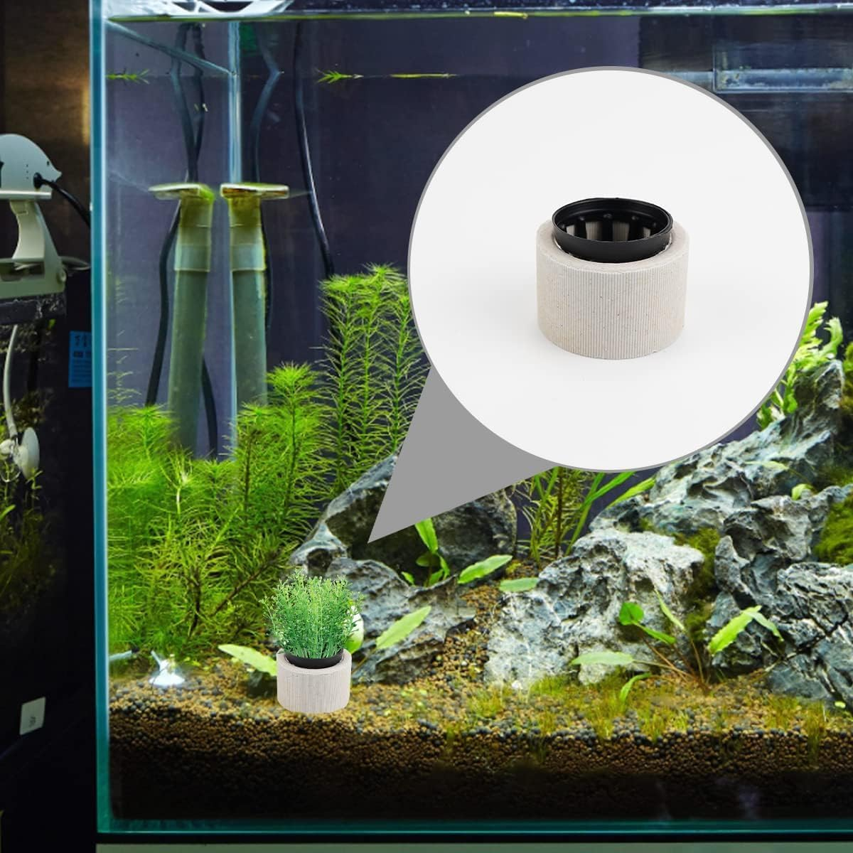 Aquarium Planting Baskets Rings,15 Pcs Aquatic Plants Fixed Ring Set, Aquatic Plant Planting Basket Flower Pots anti Floating Plant Ring and Cup,Aquatic Plants Fixed Ring Fish Tank Planting Cups image number 2