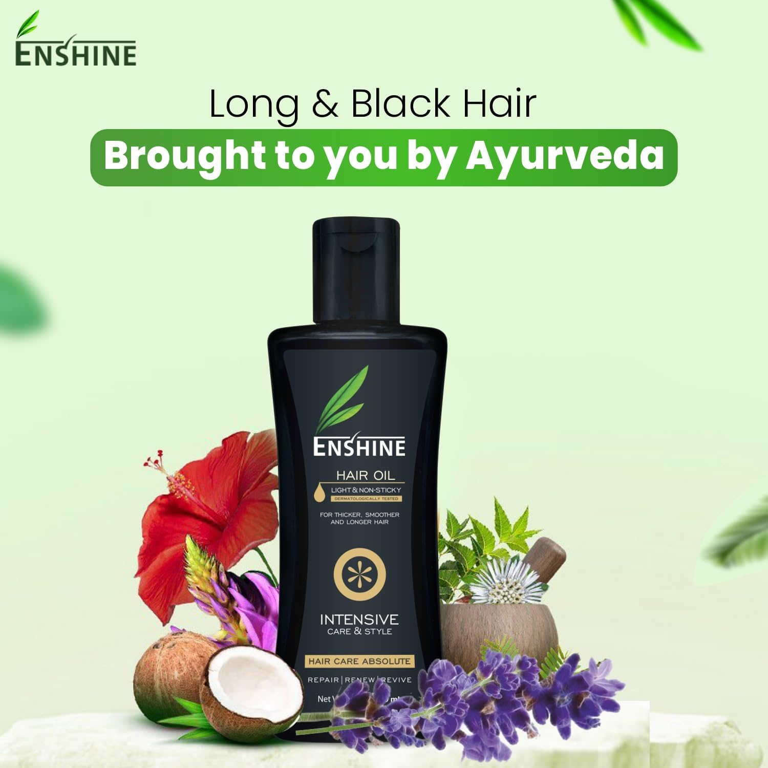 Enshine Medicated Hair Oil Combo Pack of 3 (100Ml Each) &ndash; Light and Non-Sticky | Free from Mineral Oil | Rich Blend of 21 Herbal Oils | Helps for Control Hair Fall and Make Dandruff Free Hair image number 4