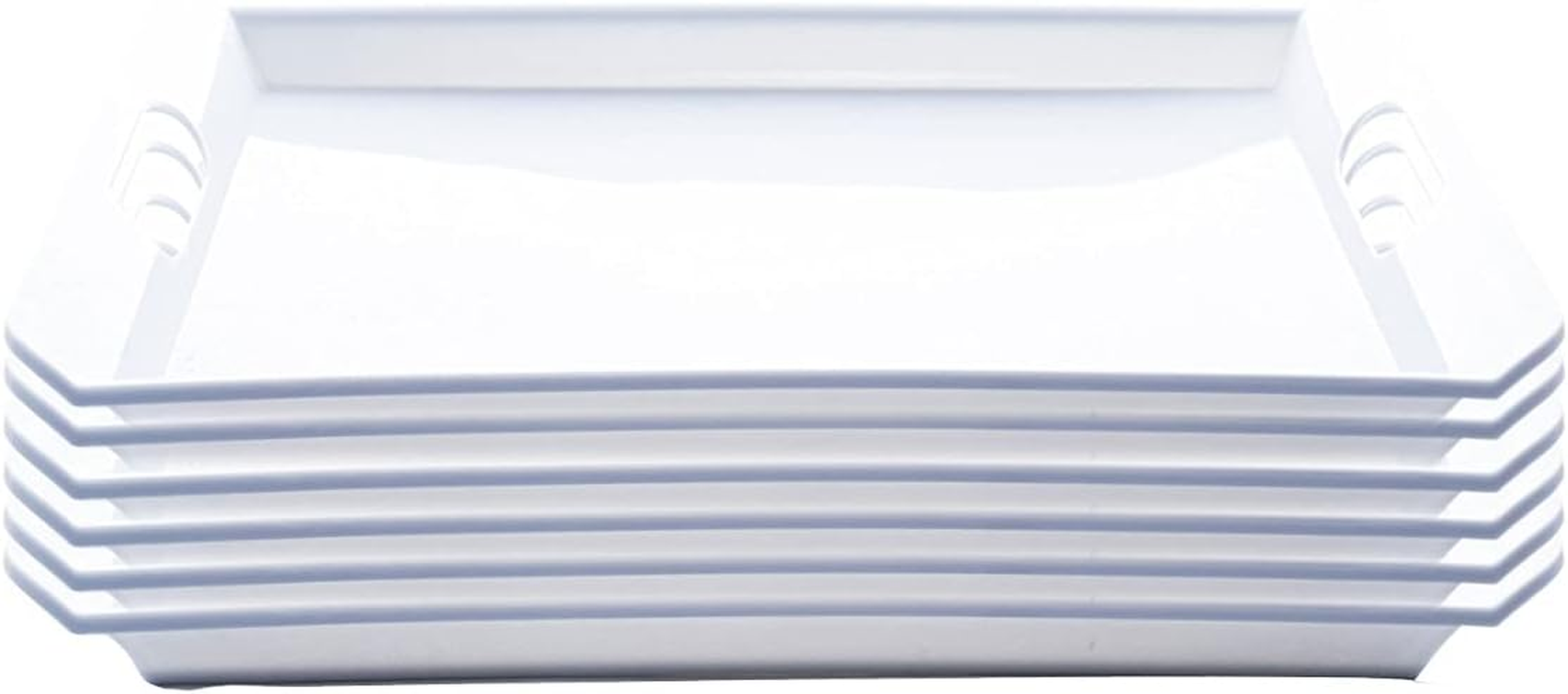 [4PCE] Home Master White Melamine Serving Trays, Durable and Elegant Serving Solution, Serve Your Food in Style image number 1