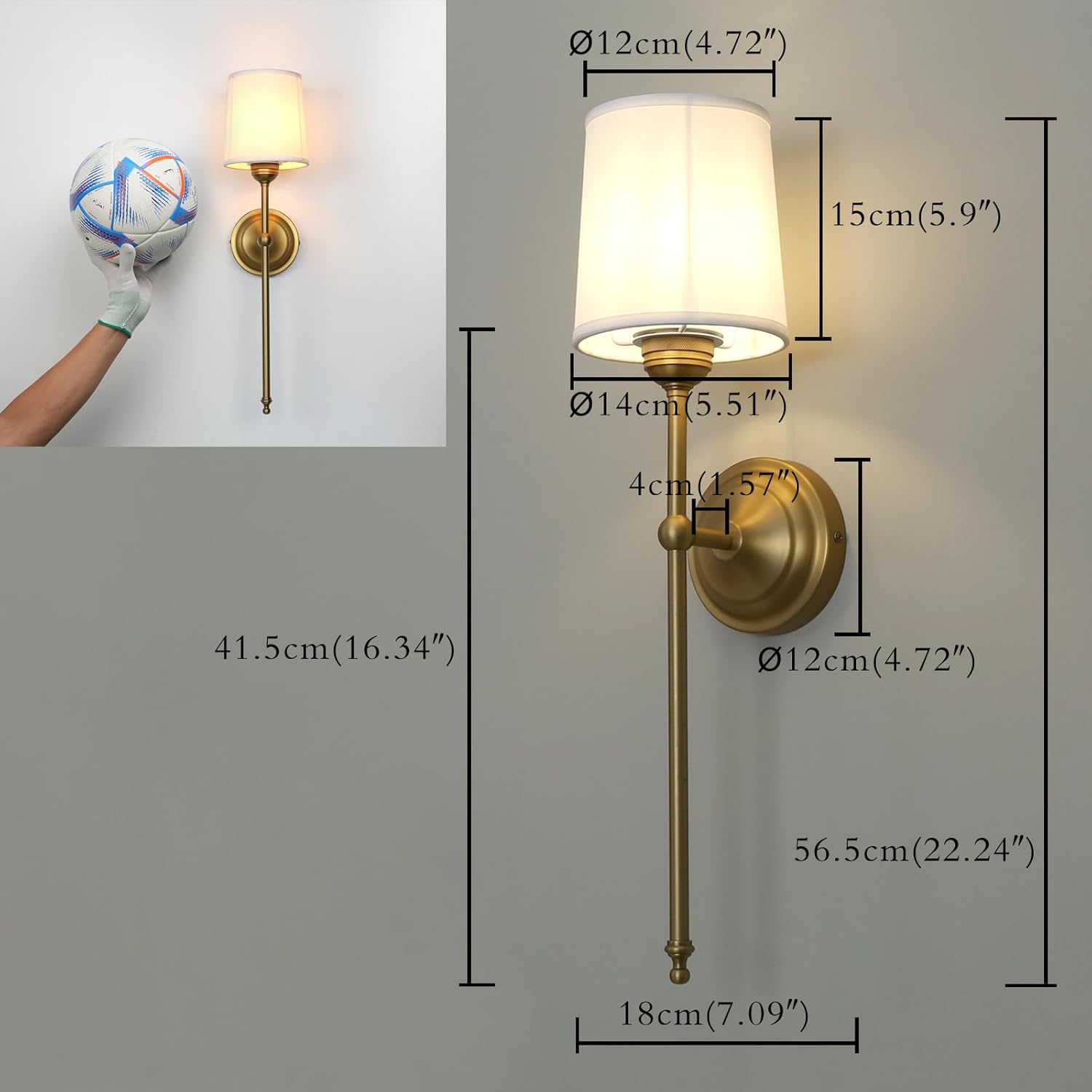 Set of 2 Pack Rustic Vintage Wall Sconce Lighting Indoor Wall Light Fixture Nightstand Lamps with Fabric Shade for Bedrooms Bedside Reading (White) image number 4