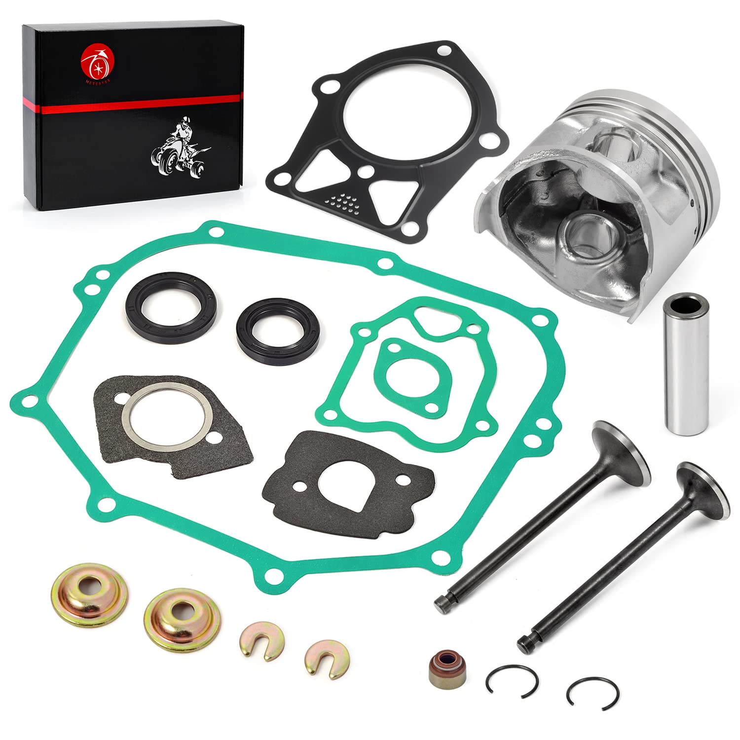 Engine Gasket Rebuild Kit STD Piston & Ring Seal Intake Exhaust Valve Compatible with Yamaha Golf Cart G14 1995 1996 JN5-11631-00-96 JN5-11610-00-00