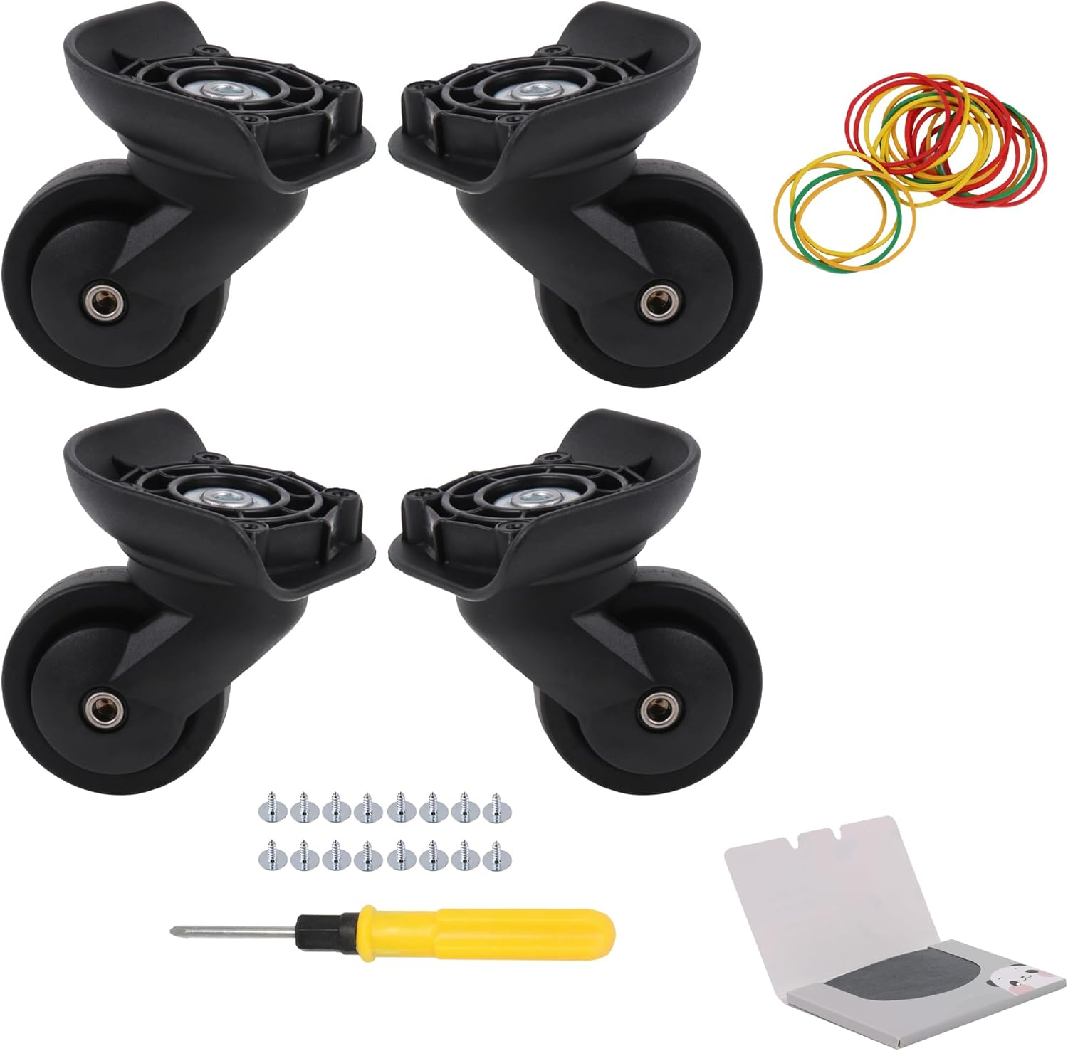 Bstinay 2 Pair 3.03 Inch Luggage Wheel W293 360 Degree Swivel Suitcase Casters with Rubber Bands Swabs image number 1