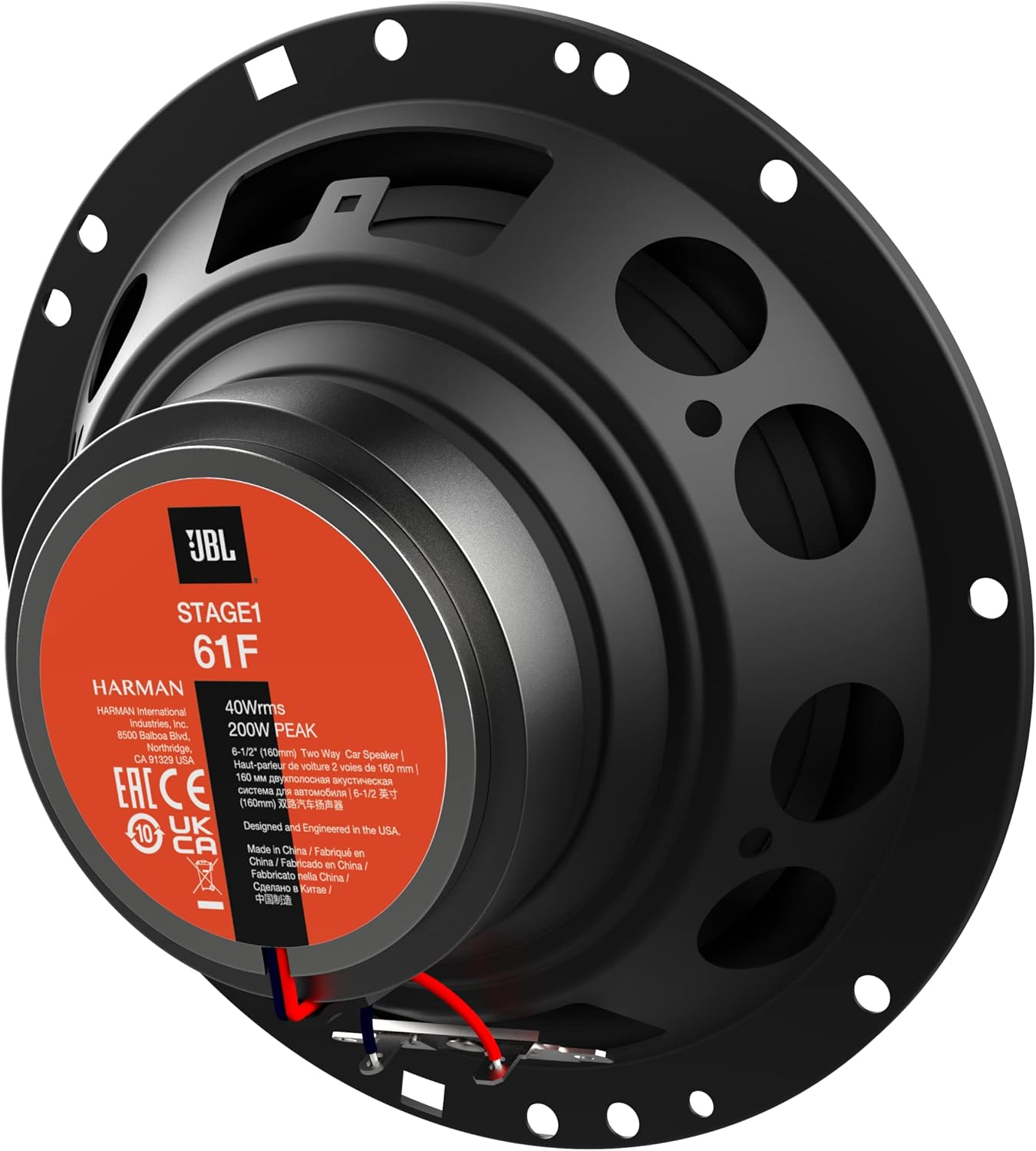 JBL Stage1 61F 2-Way Car Speaker Set by Harman Kardon - 200 Watt Car Boxes 40 Watt RMS - 2 Pieces Car Hifi JBL Box Large 16.5 Cm 165 Mm 6.5 Inches, Black image number 6