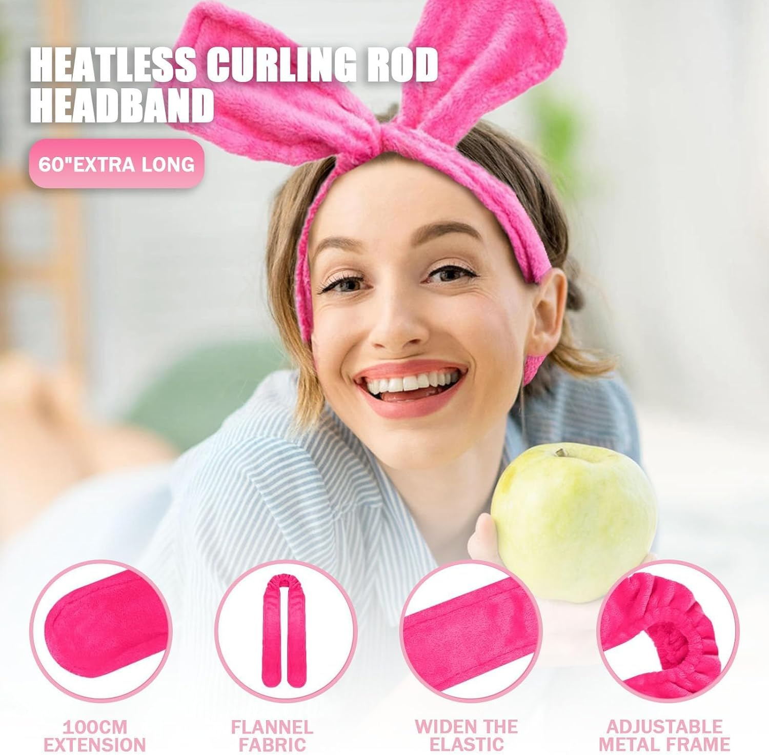 Overnight Curlers, Velvet Heatless Overnight Curls Band Curls without Heat, Heat-Free DIY Blowout Hair Curler for Sleeping, Non-Slip/Large Curls, Curls without Heat, for All Hair Types image number 2