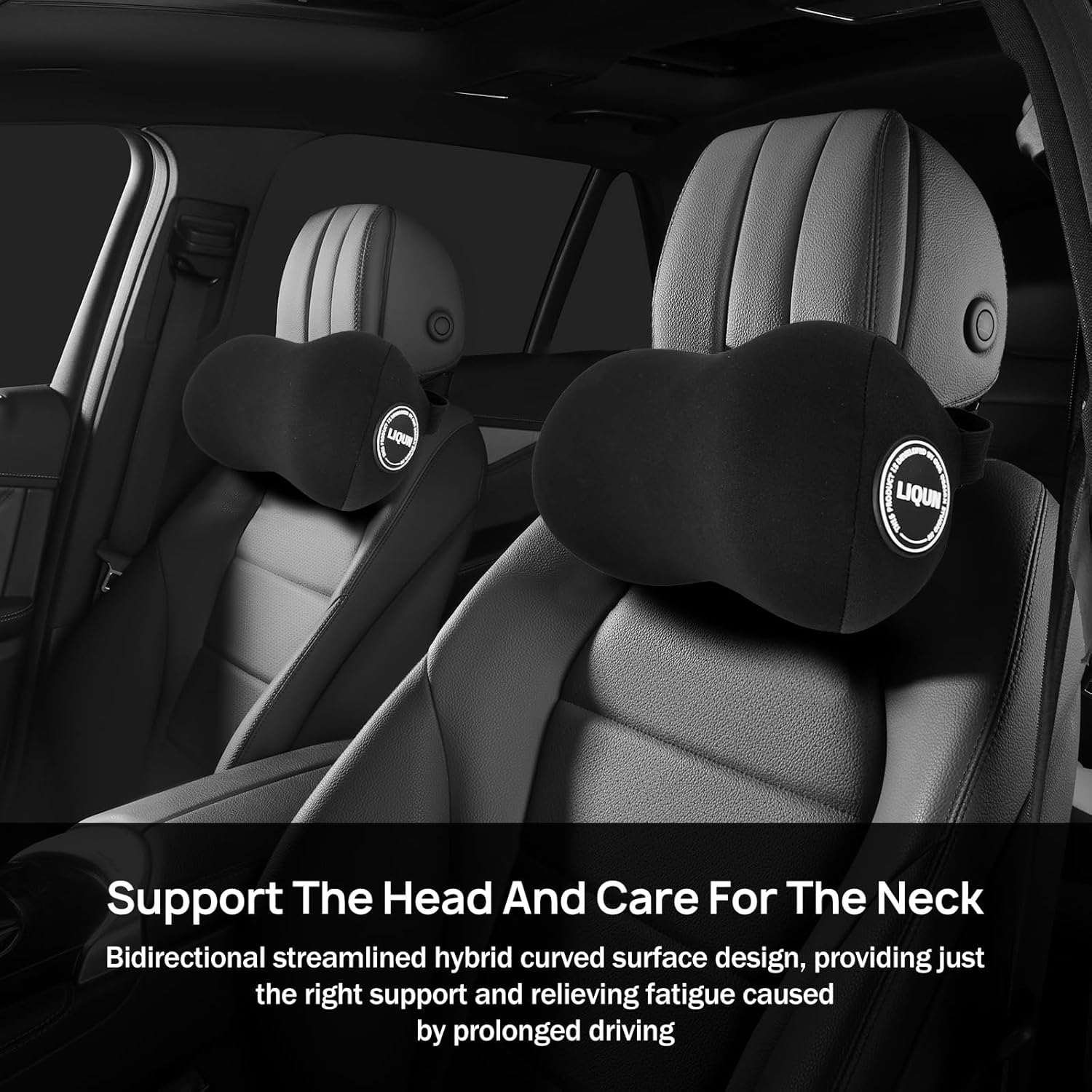 LIQUN Car Seat Neck Pillow, Skin Friendly Car Head Pillow, Memory Foam Neck Support, Driving to Relieve Neck Pain and Shoulder Pressure, (Black) image number 5