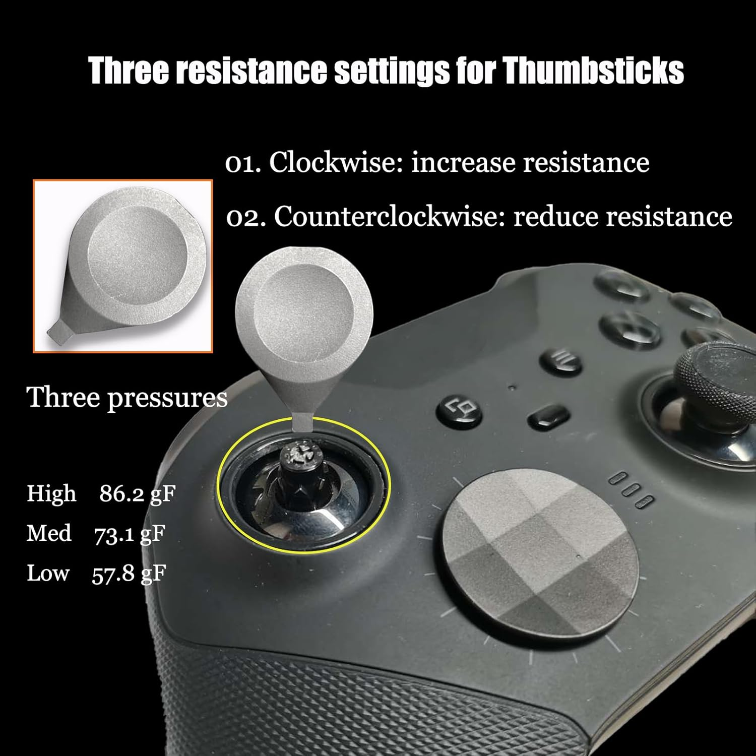Thumbstick Tension Adjustment Tool for Xbox Elite Series 2 Controller,Analog Joysticks Adjust Replacement for Xbox Elite Series 2 Core(Silvery) image number 4
