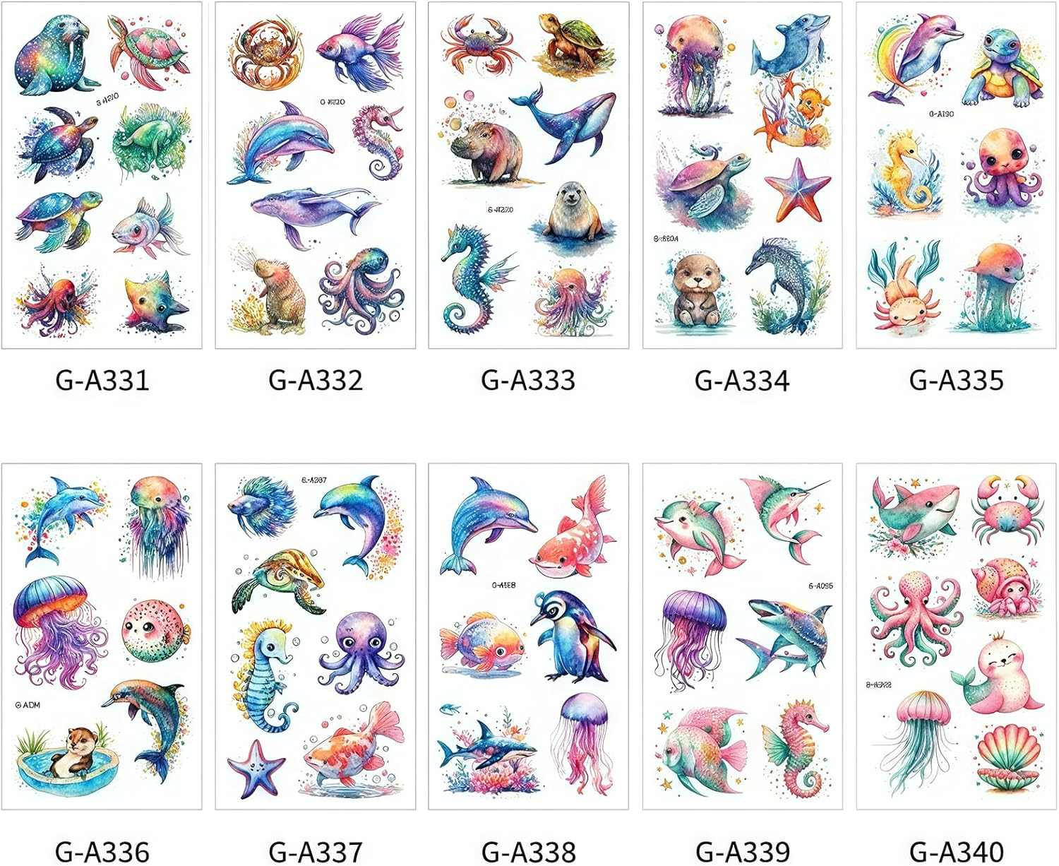 BUYLONG Sea World Painted Animal Tattoo Stickers - Kids Water Colour Animal Temporary Tattoos 67 Styles for Girls Boys Body Arm Shoulder Tattoo Stickers Birthday Party Decoration Supplies Kids Gifts image number 6