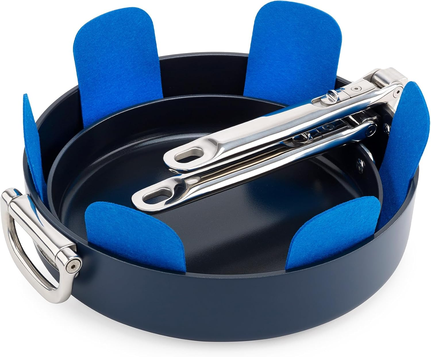 Joseph Joseph Space 3-Piece Felt Pan Protector Set, Anti-Scratch Pot Dividers, Stacking Pan Protectors - Midnight Blue image number 4