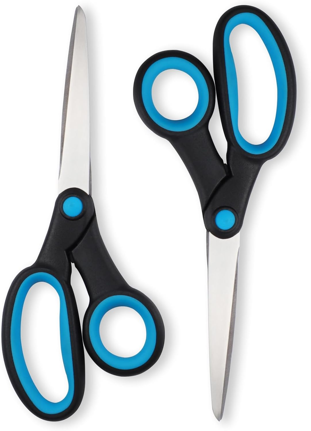 Left Handed Scissors for Adults, 8 Inch Stainless Steel Lefty Scissors, All Purpose Sharp Blade Shears, Soft Comfort-Grip Handles Blunt, for Office, Craft, Sewing, Arts, School, Home, 2-Pack image number 3