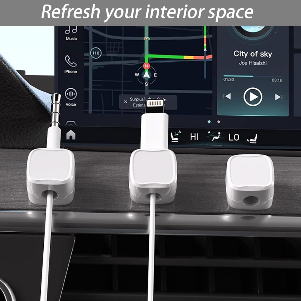 12 Pack Cord Organizer, Strong Adhesive Wire Charger Holder, Adhesive Cable Management Clips Holder for Nightstand, Kitchen Appliances, Office Supplies, White