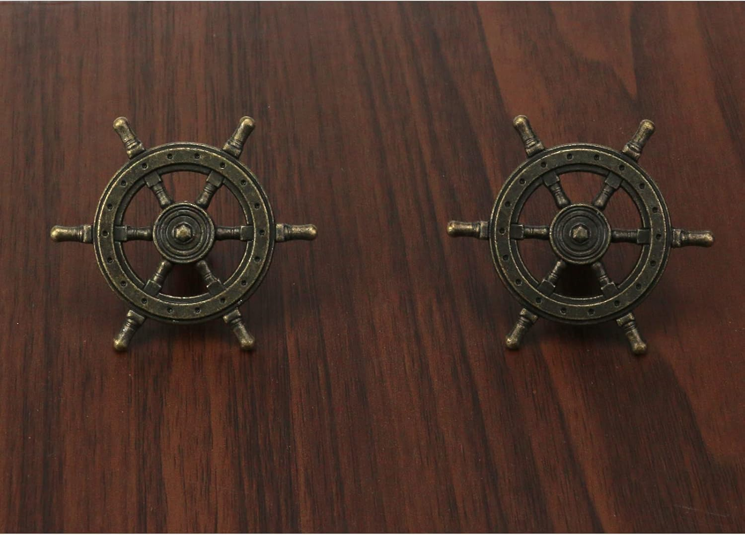 UTALIND 10 Pcs Antique Bronze Nautical Ship Rudder Wheel Pull Knobs Decorative Single Hole Cabinet Hardware Drawer Pulls Furniture Knobs for Drawer Cupboard Dresser Cabinet image number 3