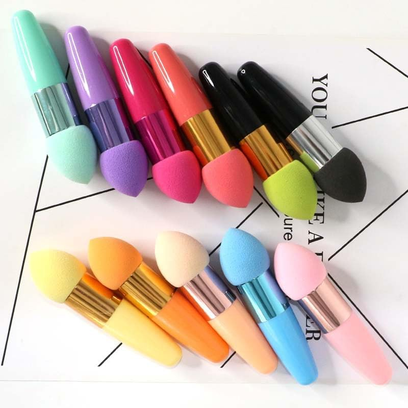 Handle Sponge Puff Stick Wet and Dry Liquid Cream Foundation Liquid Concealer Puff Brush Stick Beauty Cosmetic Tool, Pack of 1 (Pink, One Size) image number 1