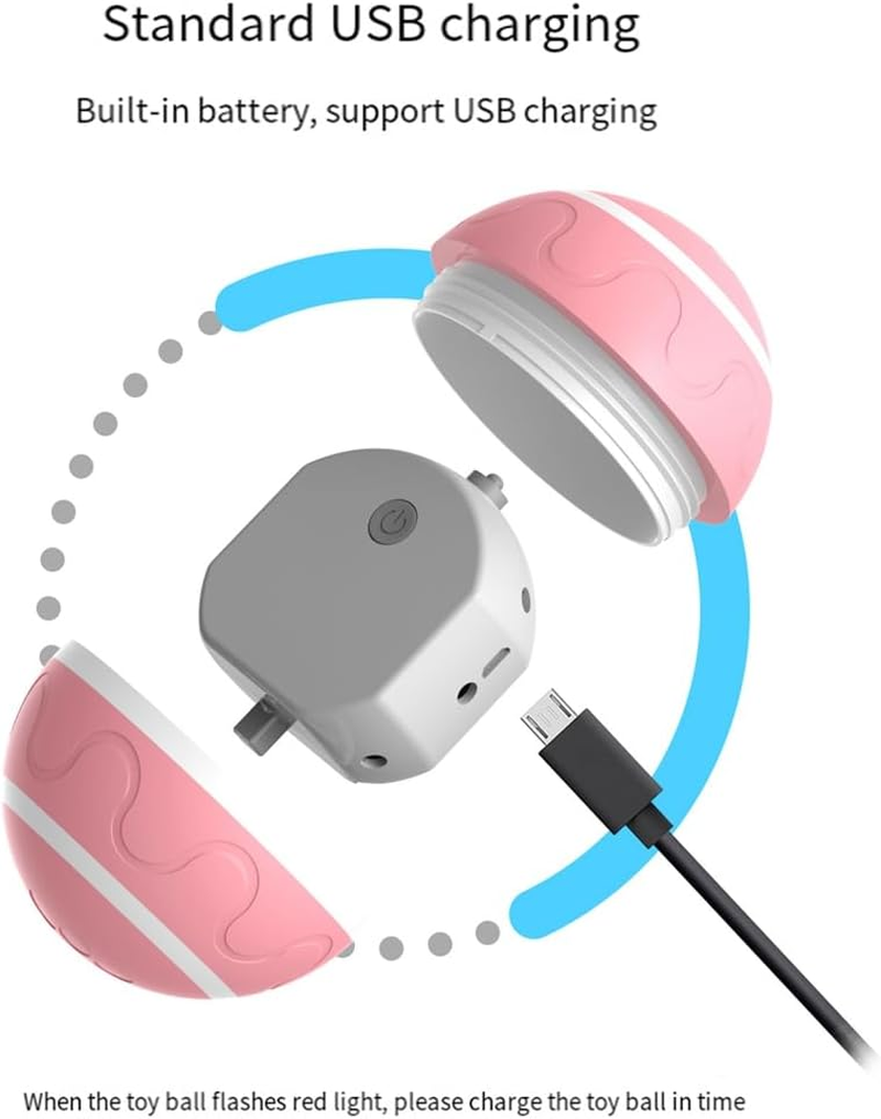 VENEKA Smart Toys Ball USB Rechargeable Toy Funny Ball for Dog Cats Cats Toy Pet Supplies