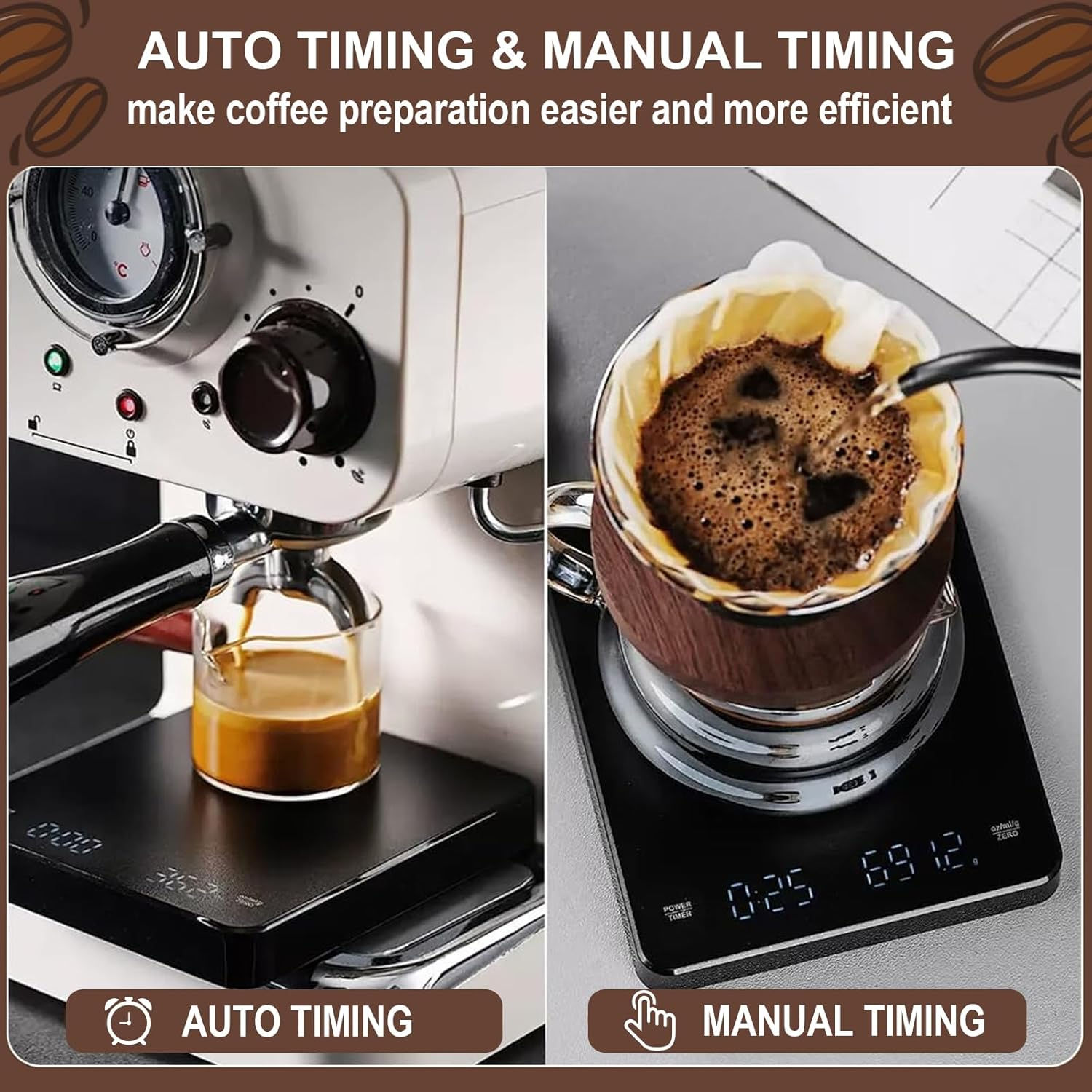 Espresso Scale with Timer, 5Kg/0.1G Electronic Coffee Scale, High Precision, with Waterproof Insulation Pad, Suitable for Hand-Drip Coffee, Espresso, and Kitchen Weighing image number 1