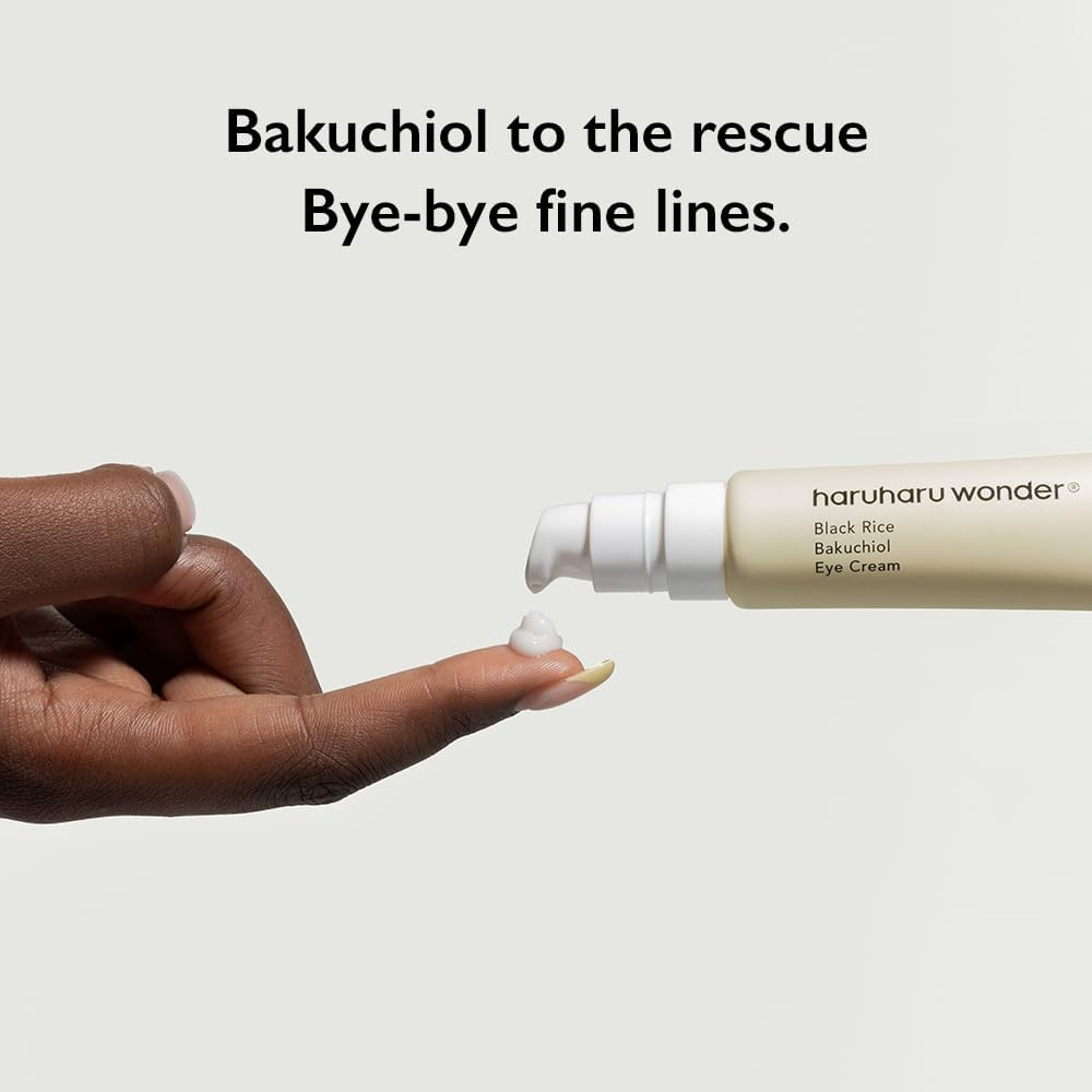 Haruharu Wonder Black Rice Bakuchiol Eye Cream, Smooths Fine Lines & Crow&rsquo;S Feet, Reduces Puffiness & Dark Circles, Lightweight Day and Night Care, 0.67 Fl.Oz