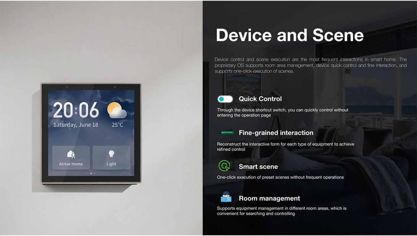 Smart Home Control Panel W/Alexa, Wifi, Zigbee, Bluetooth, 4" Touch Screen image number 2