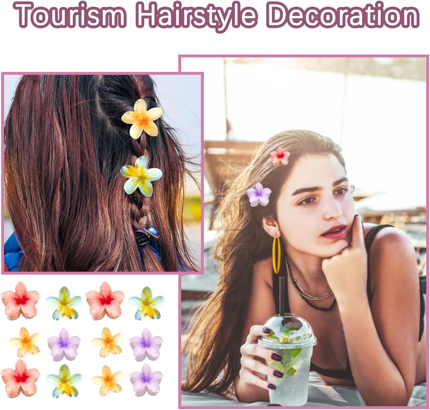 Pack of 12 Flower Hair Clips Small Hair Clip Flower for Women Girls Flower Hair Clip Flower Clips Hair Flowers Clip Hair Clips Women Thick Hair Styling Accessories (4 Cm) image number 1