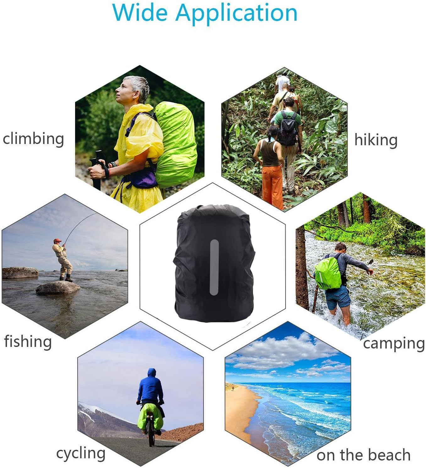 HYCOPROT Rain Cover for Backpack with Reflective Strips, Waterproof and Wind-Resistant Rain Cover School Bag, Rain Cover for Hiking, Camping, Touring, Cycling