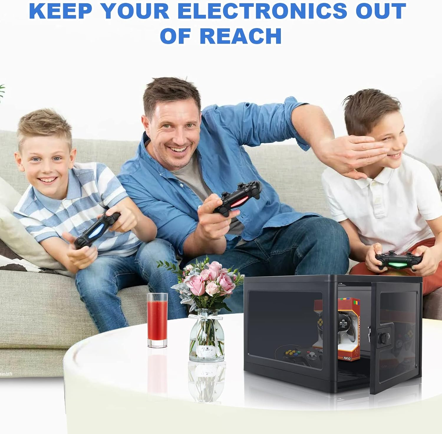 GIIYAA Lockable Box, Clear Lockable Storage Box for Food，Tech and Home Safety, Medicine Lock Box for Safe Medication,Lockable Storage Bin, Tablet Phone Jail Lock Box，Refrigerator Storage Bins (Black)