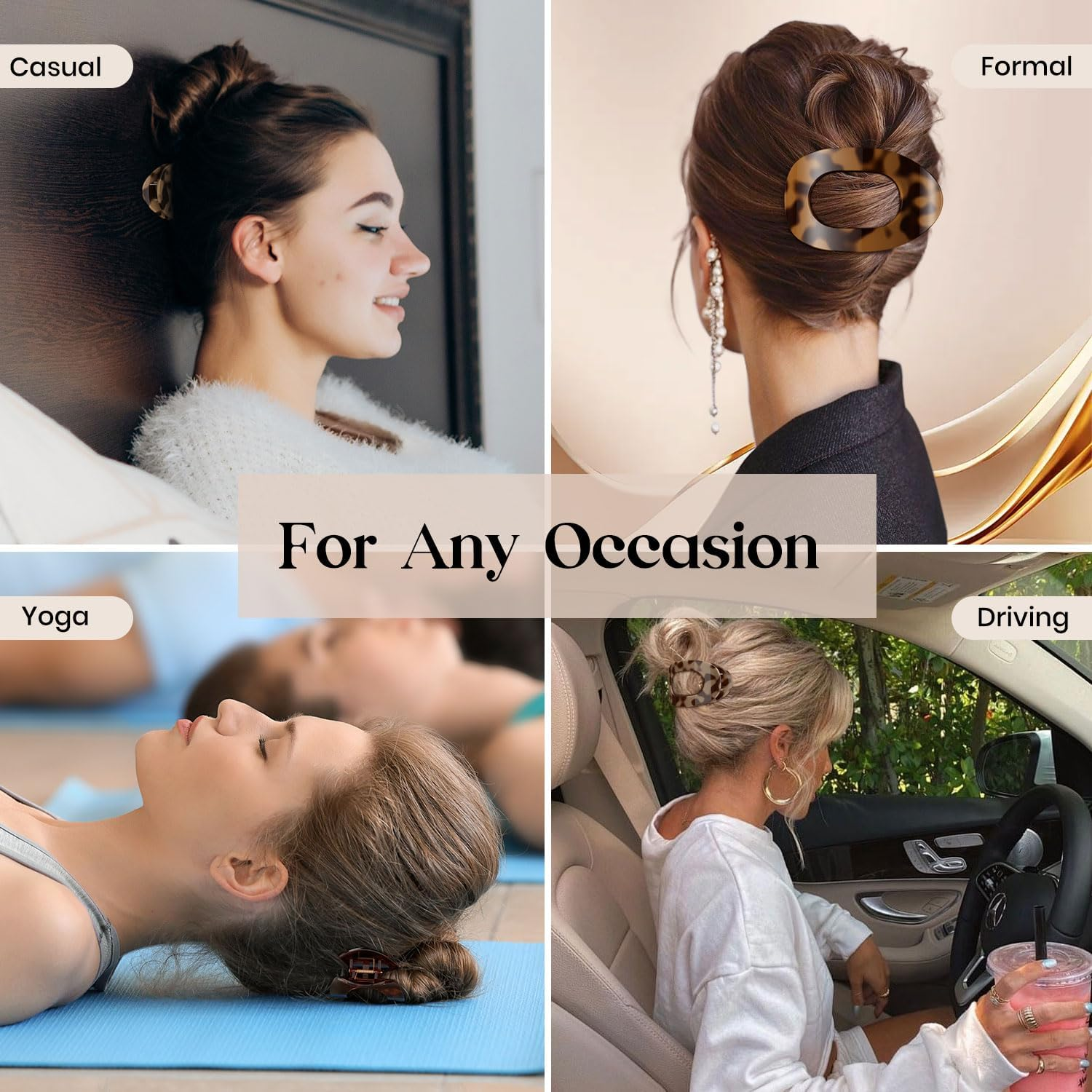 4 PCS Flat Hair Clips, French round Lay down Hair Claw Clips for Women Girls,Strong Hold Hair Barrettes for Thick Thin Hair,Comfortable Curved Flat Clips for Lying,Driving and More (Tortoise) image number 2