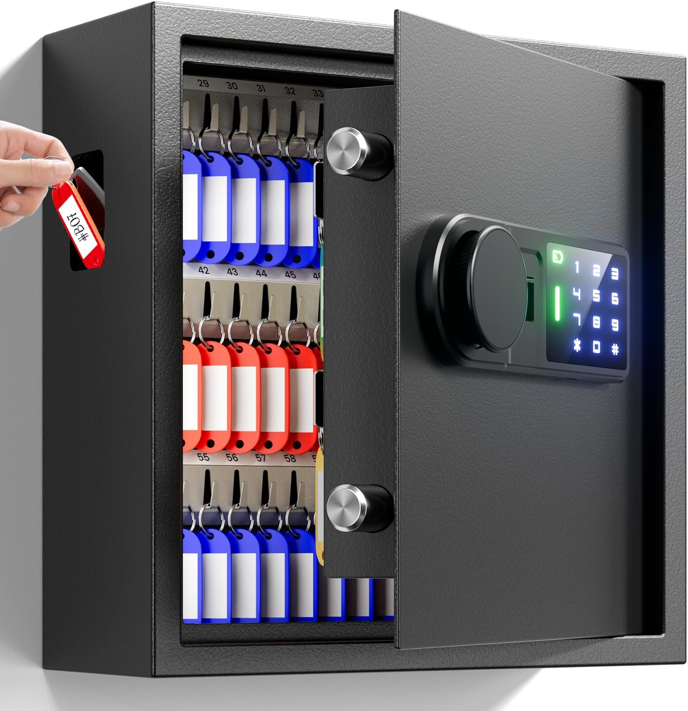 65-Key Electronic Key Safe Lock Box | Anti-Theft Deposit Slot & Key Retrieval Tags | Wall-Mount Key Cabinet for Home & Offic,Key Lock Box image number 2