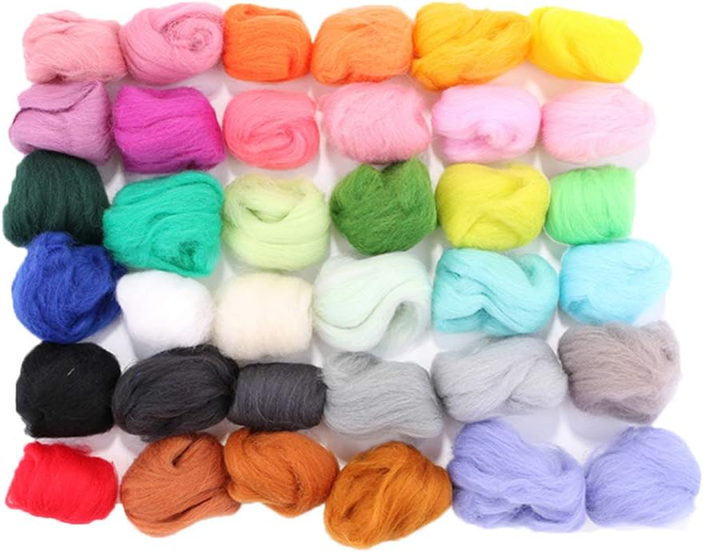 36Pcs Wool Roving for Felting Needle Felting Knitted Tops Thick Yarns for Knitting Woolen Yarn for Felt Hand Knitting Kit Roving Yarn Knit Top Fluffy Work image number 3